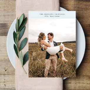 Modern Minimalist Calligraphy Photo Wedding Thank You Card