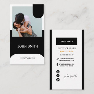 Modern Minimalist Calligraphy Photography black Business Card