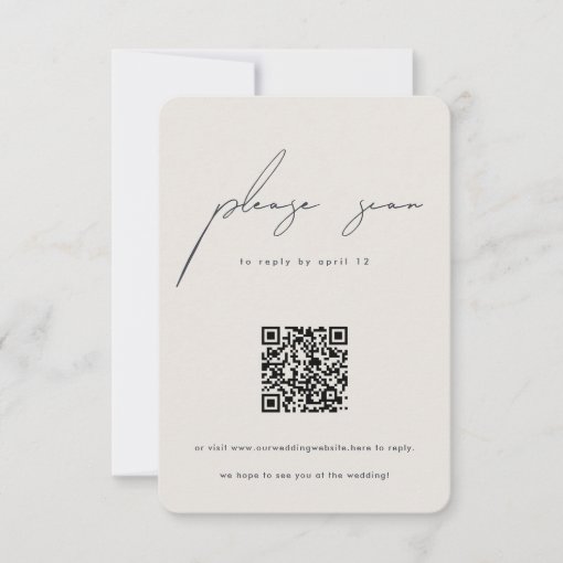 Modern Minimalist Calligraphy Qr Code Wedding Rsvp Card Zazzle