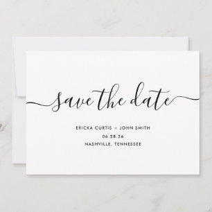 Modern Minimalist Calligraphy Save The Date