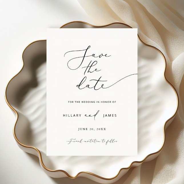 Modern Minimalist Calligraphy Save the date  Invitation (Creator Uploaded)
