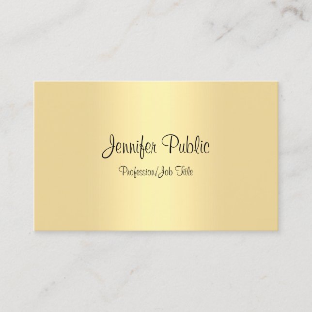 Modern Minimalist Calligraphy Script Gold Template Business Card (Front)