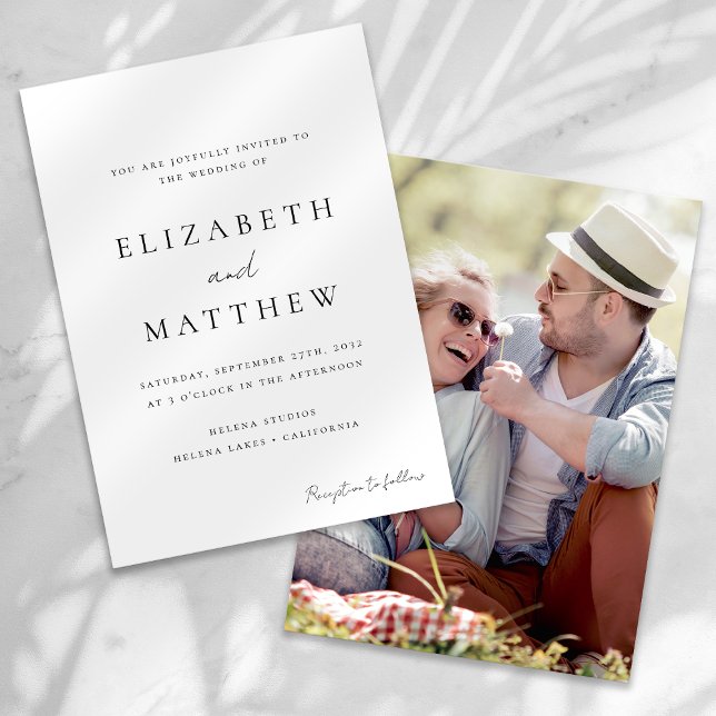 Modern Minimalist Calligraphy Script Photo Wedding Invitation (Creator Uploaded)