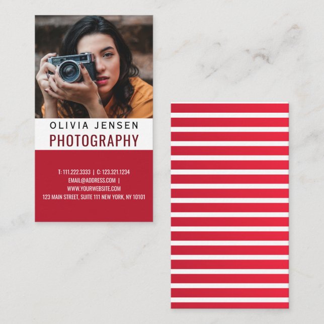 Modern Minimalist Calligraphy Script Photography  Business Card (Front/Back)