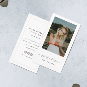 Modern Minimalist Calligraphy Script Photography Business Card