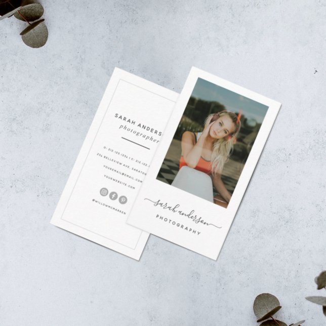 Modern Minimalist Calligraphy Script Photography Business Card (Creator Uploaded)