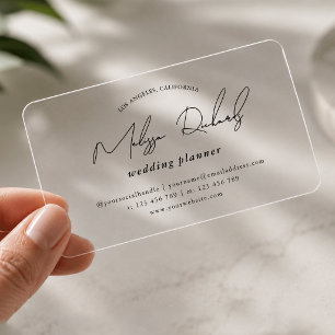 Modern Minimalist Calligraphy Script Simple Clear Business Cards