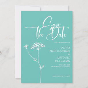 Modern Minimalist Calligraphy Turquoise Wedding Save The Date