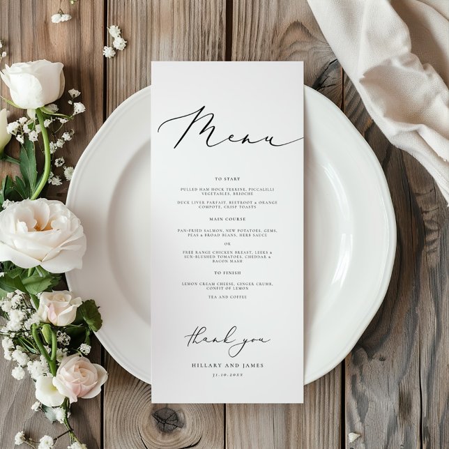 Modern Minimalist Calligraphy Wedding Dinner Menu (Creator Uploaded)