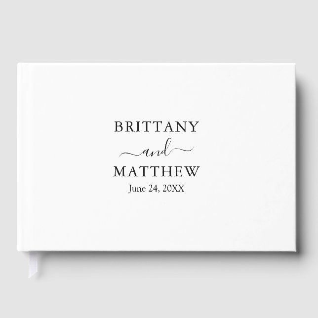 Modern Minimalist Calligraphy Wedding Guest Book (Front)
