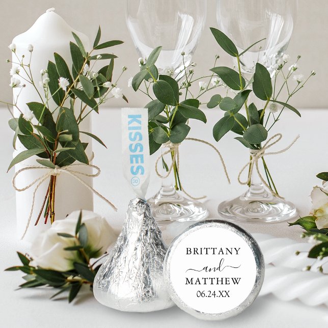 Modern Minimalist Calligraphy Wedding Hershey®'s Kisses® (Customize to change text size, text style or color.)