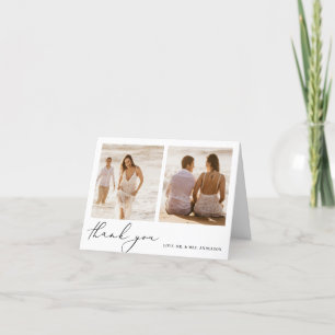 Modern Minimalist Calligraphy Wedding Letterpress Thank You Card