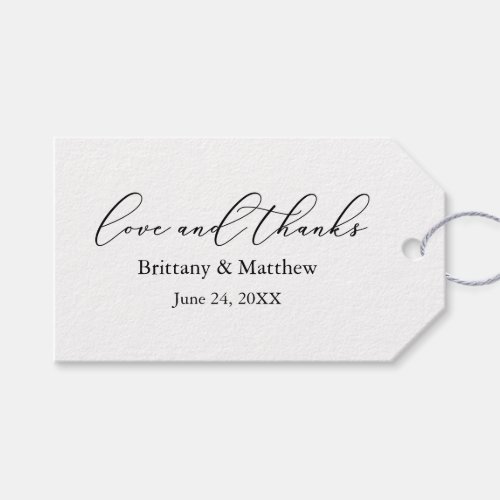 Modern Minimalist Calligraphy Wedding Love Thanks Gift Tags