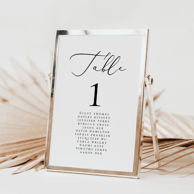 Modern Minimalist Calligraphy Wedding Names Table Number (Creator Uploaded)