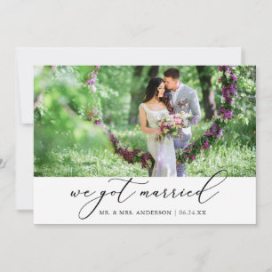 Modern Minimalist Calligraphy Wedding Photo Announcement