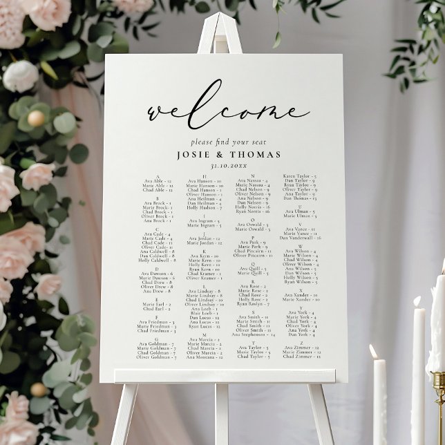 Modern Minimalist Calligraphy Wedding Seating Plan Foam Board (Creator Uploaded)