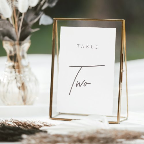 Modern Minimalist Calligraphy Wedding Table Number