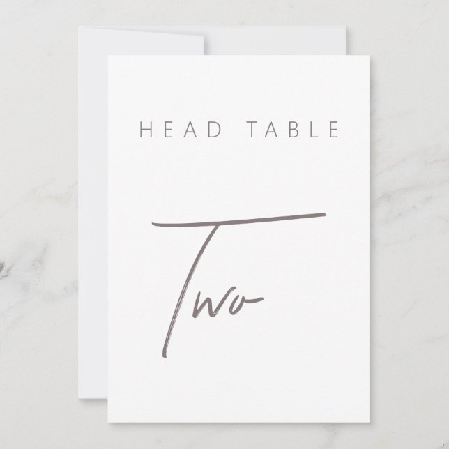 Modern Minimalist Calligraphy Wedding Table Number (Front)