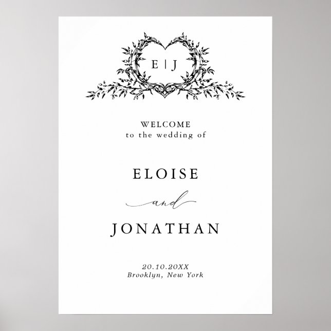Modern Minimalist Calligraphy Wedding Welcome Poster (Front)