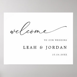 Modern Minimalist Calligraphy Wedding Welcome Poster