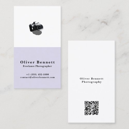 Modern Minimalist Camera Photographer-Lavender Business Card