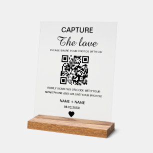 Modern Minimalist Capture The Love QR Code Wedding Acrylic Sign