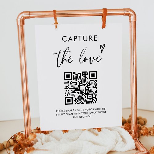 Modern Minimalist Capture The Love Wedding Hashtag Poster