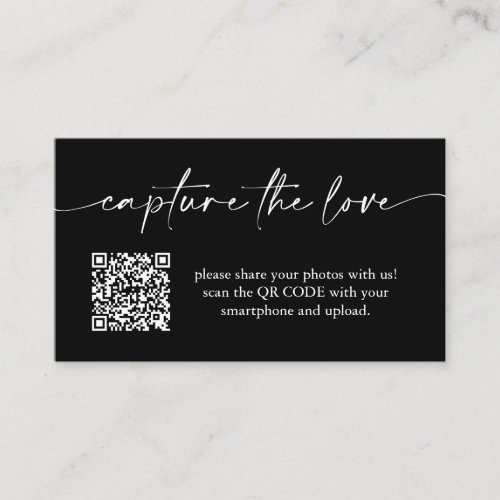 Modern Minimalist Capture The Love Wedding Qr Code Enclosure Card