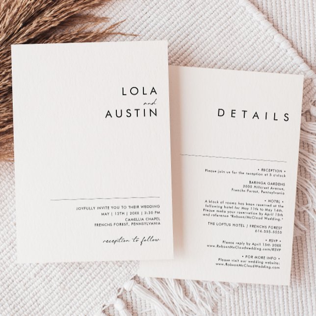 Modern Minimalist Casual All In One Wedding Invitation (Creator Uploaded)