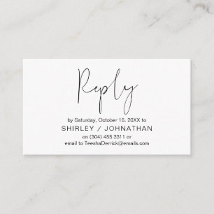 Modern Minimalist Casual, Black, Wedding RSVP Enclosure Card