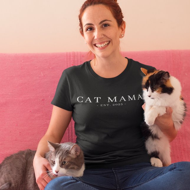 Modern Minimalist Cat Mama Established Date Tri-Blend Shirt (Creator Uploaded)