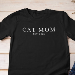 Modern Minimalist Cat Mom Established Date Tri-Blend Shirt