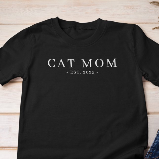 Modern Minimalist Cat Mom Established Date Tri-Blend Shirt (Creator Uploaded)