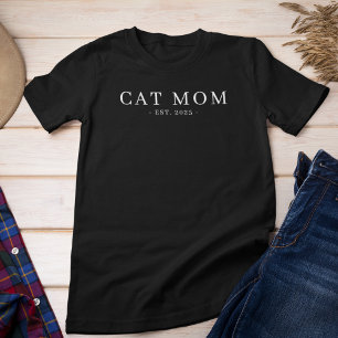 Modern Minimalist Cat Mom Established Date Tri-Blend Shirt