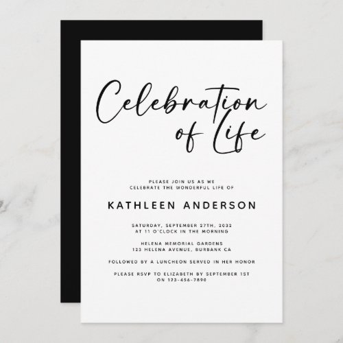 Modern Minimalist Celebration of Life Invitation