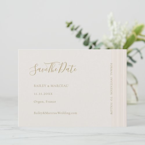  Modern Minimalist Champagne Gold Save The Date  Invitation