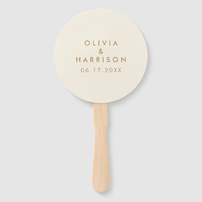 Modern Minimalist Champagne Simple Wedding Hand Fan (Front)