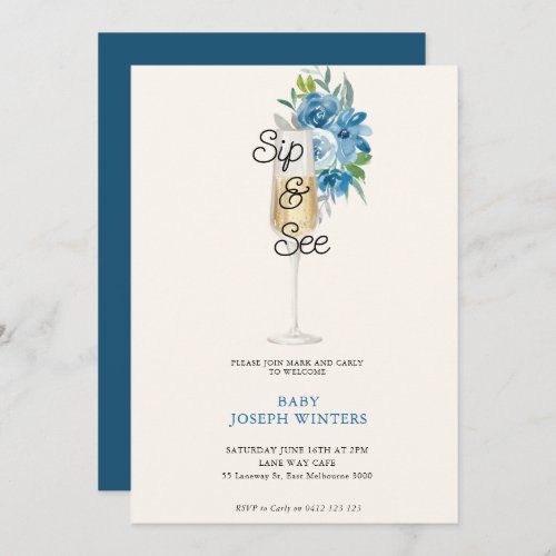 Modern Minimalist Champagne Sip  See Baby Shower  Invitation