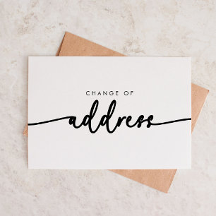 Modern Minimalist Change of Address Script Note Card