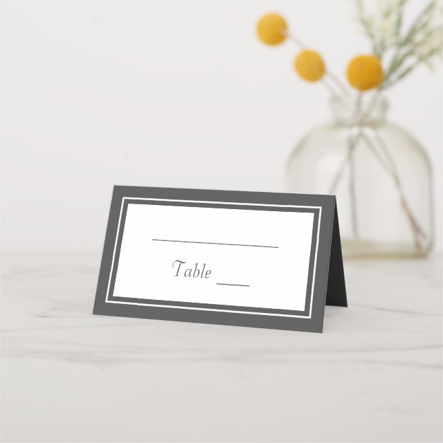 Modern Minimalist Charcoal Gray Wedding Place Card (Front)