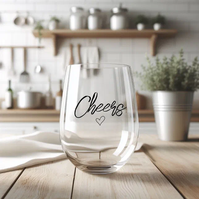 Modern Minimalist Cheers Stemless Wine Glass
