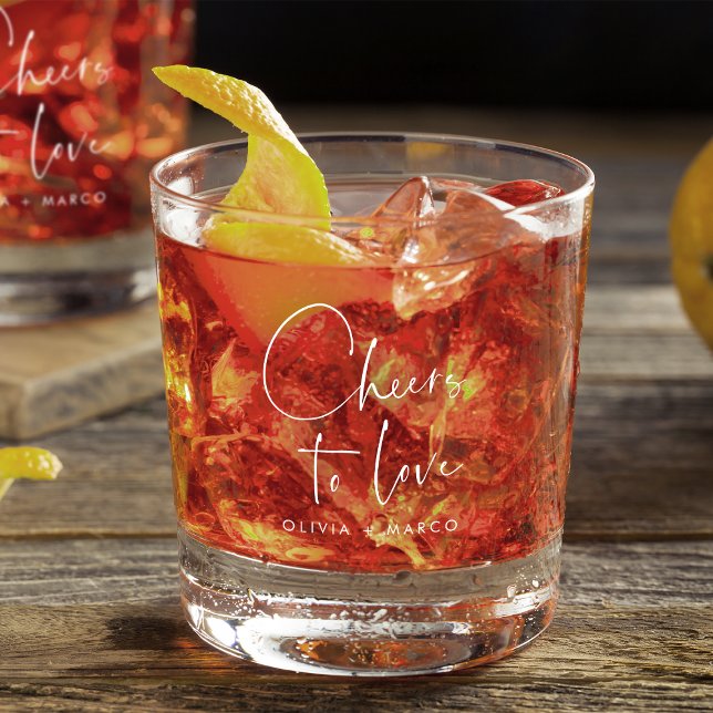 Modern Minimalist Cheers to Love Wedding Favor Whiskey Glass (Creator Uploaded)