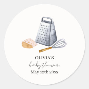 Modern Minimalist Chef Kitchen Baby Shower Classic Round Sticker
