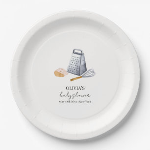 Modern Minimalist Chef Kitchen Baby Shower Paper Plates
