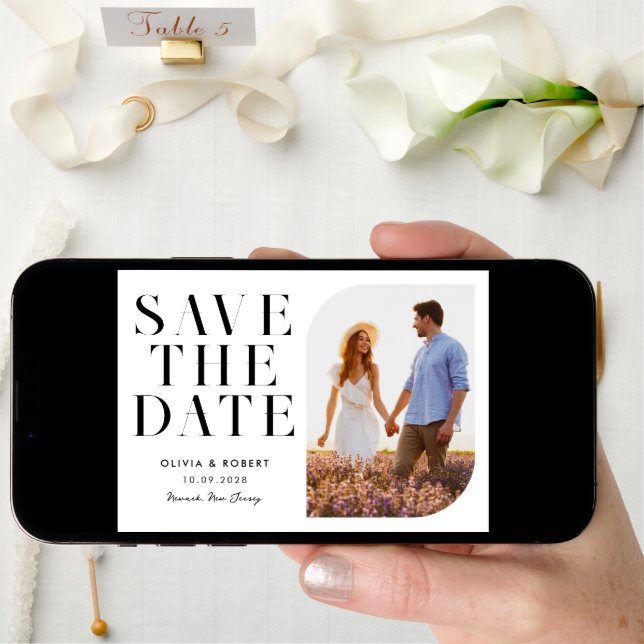 Modern Minimalist Chic 2 Photo Wedding Save The Date (Front Digital)