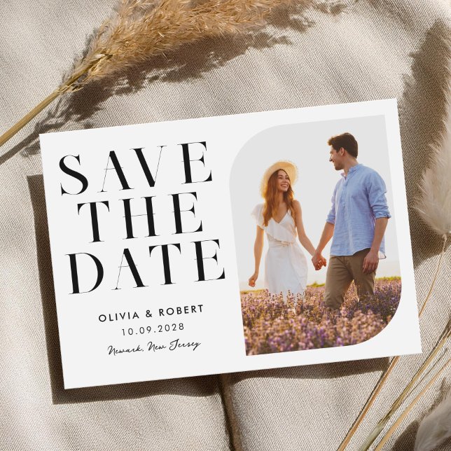 Modern Minimalist Chic 2 Photo Wedding Save The Date (Creator Uploaded)