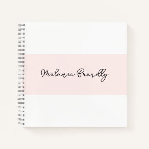Modern Minimalist Chic Blush Pink White Notebook