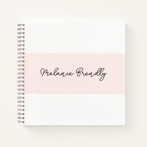 Modern Minimalist Chic Blush Pink White Notebook