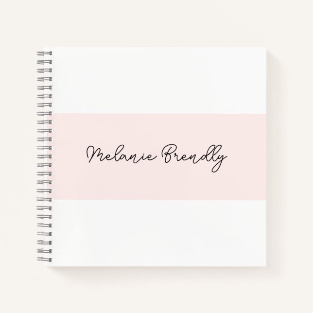 Modern Minimalist Chic Blush Pink White Notebook (Front)