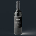 Modern Minimalist Chic Bridesmaid Proposal | Black Wine Label<br><div class="desc">This minimalist bridesmaid wine label is perfect for the modern bride! Simple yet elegant, featuring a handwritten calligraphy script and sans-serif font. Customize the label with your bridesmaid's name for an extra special touch. For the matching Maid/Matron of Honor label and more bridesmaid gifts like this, check out our store!...</div>